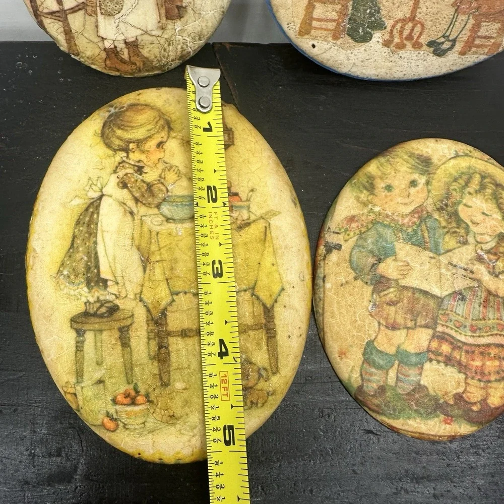 Lot Of 4 Holly Hobbie 1970s Vintage Wall Decor Decoupage Plaque Chalkware Small